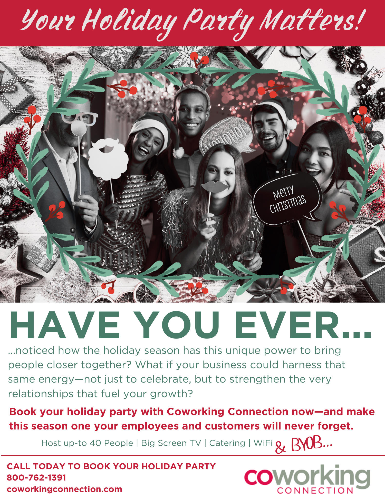Book your holiday party at Coworking Connection