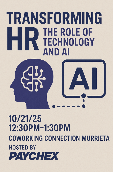 Coworking Connection Murrieta October Lunch & Learn: AI + HR = Your Secret Weapon for Growth