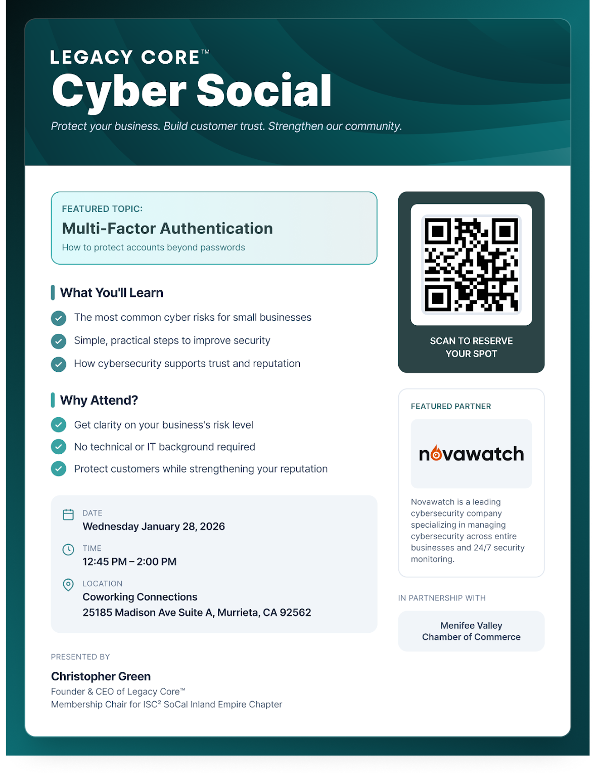 Cyber Social at Coworking Connection: Protect Your Business with Smarter Cybersecurity | Coworking Connection