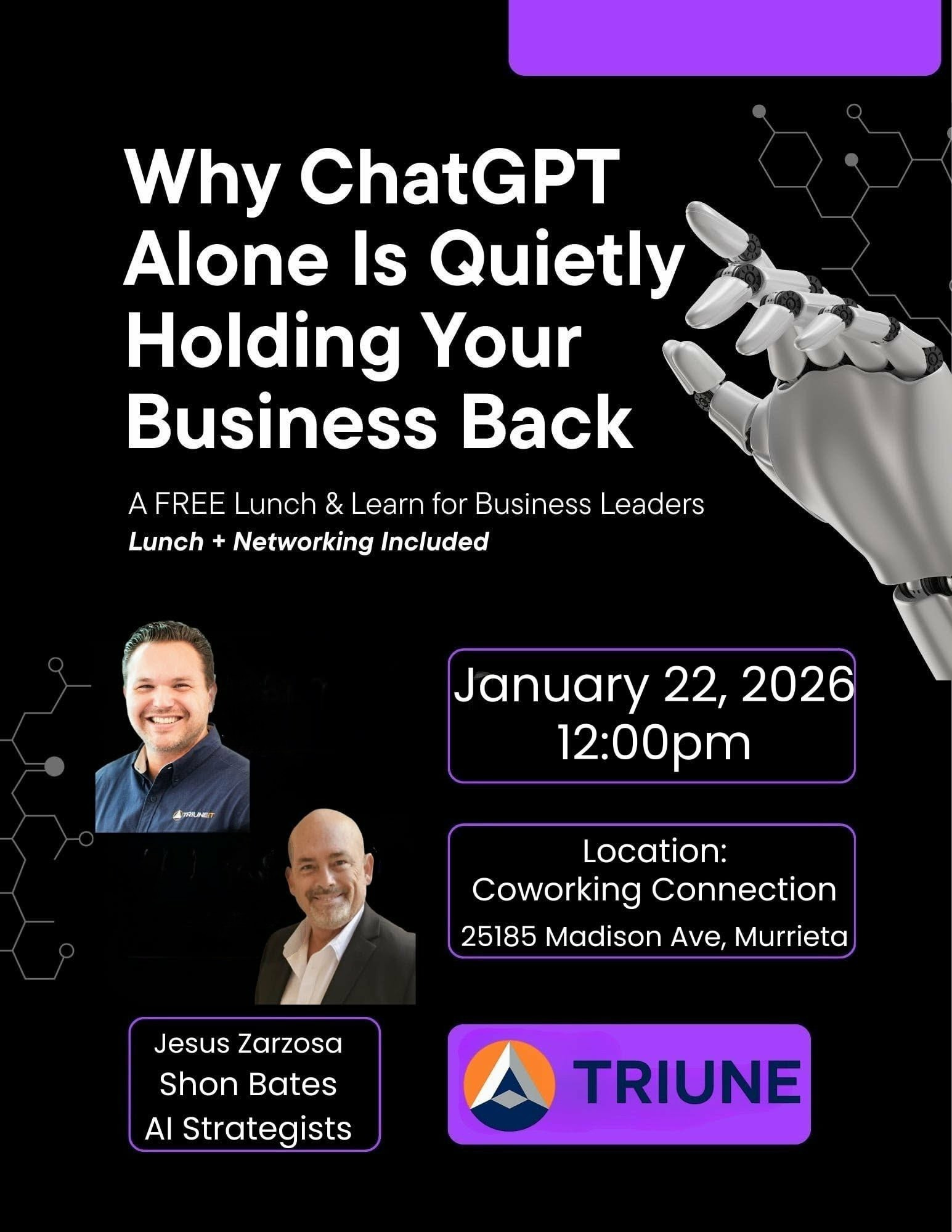 Why ChatGPT Alone Is Quietly Holding Your Business Back Lunch and Learn Coworking Connection Murrieta