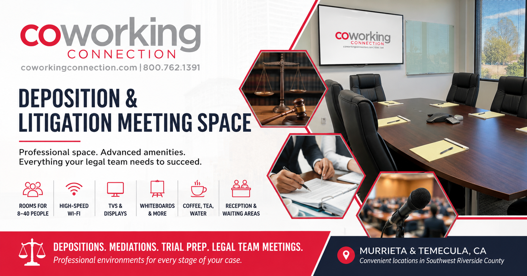 deposition and litigation meeting space at Coworking Connection hero image 8-24-26 blog post